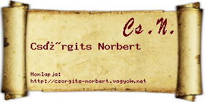 Csörgits Norbert névjegykártya